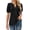 Black, variant on ZHENWEI Womens V Neck Puff Short Sleeve Pleated T Shirts Fashion Summer Tops Casual Tunic Blouse