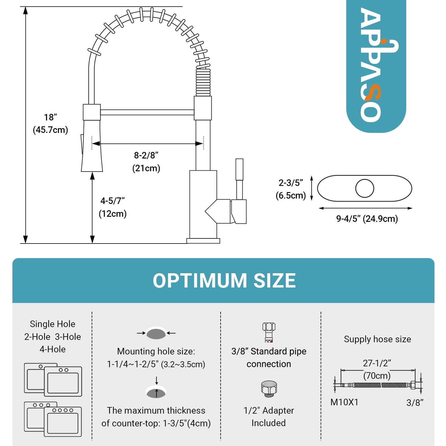 APPASO Black Kitchen Faucet with Soap Dispenser and Pull Down Sprayer, SUS304 Stainless Steel Commercial Single-Handle Spring Faucet for Kitchen Sink, Matte Black