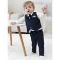 thumbnail image 6 of Baby Boy Clothes Suit 0-24 Months Infant Outfits Wave Point Romper Shirt Bowtie Vest Pant Wedding Party, 6 of 7