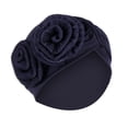 thumbnail image 2 of Blue African Women Turban Caps Polyester Twisted Head Wraps Chemo Hat Pleated Headwrap Head Cover for Women One Size, 2 of 5