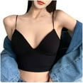 thumbnail image 2 of YWDJ Push up Bras for Women Plus Size Closure in Back Lounge Bras Wirefree Comfortable Bras Adjustable Straps Half Cup Wrap Bras Padded Comfy Bras Solid Sleep Bras Black One Size, 2 of 3