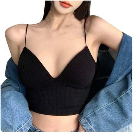 Backless Bra Women Back-Smoothing Bra Feature V-Neck Sport Bra Style W-433 Black One Size