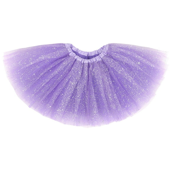Tutu for Toddler Girls Purple Tutu Girl\'s Princess Layered Dress-Up Tulle Tutu Skirt with Sparkling Sequins, Purple, 6-8 Years