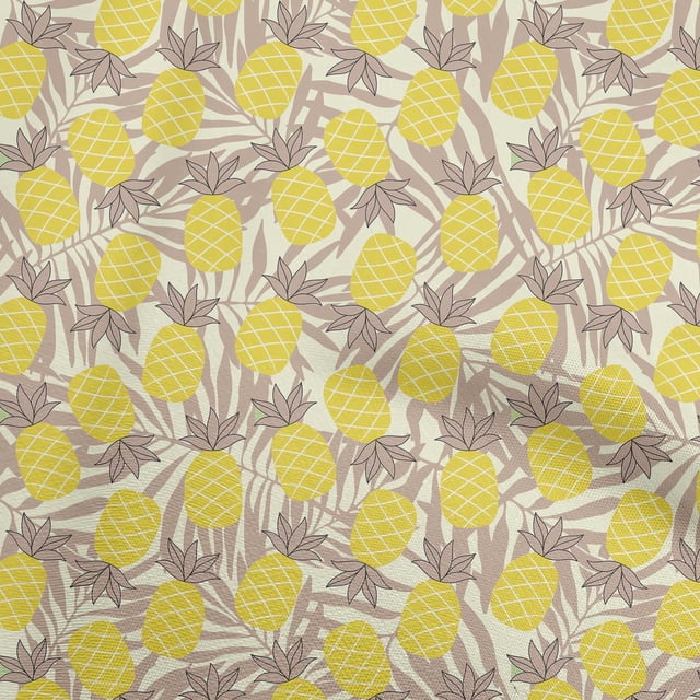 oneOone Velvet Brown Fabric Tropical Pineapple With Leaf Craft Projects Decor Fabric Printed By The Yard 58 Inch Wide