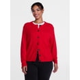 thumbnail image 2 of Scenario Women's Crewneck Cardigan with Patch Pockets, Lightweight, Sizes XS-XXXL, 2 of 7