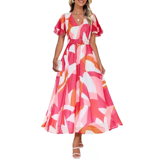 Vestido largo ZESICA 2025 con estampado floral casual de verano para mujer