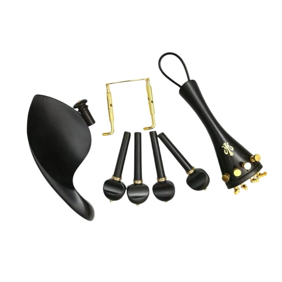 1 set 4/4 Violin Accessories Natural Ebony wood Brass Inlay Pegs Tailpiece New