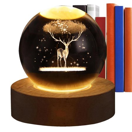 

Lucybak Crystal Ball Light Cool LED Nightlight with Wooden Base Crystal Lights for Living Room Bedroom Children s Room Christmas Gift for Teens Boys and Girls dutiful