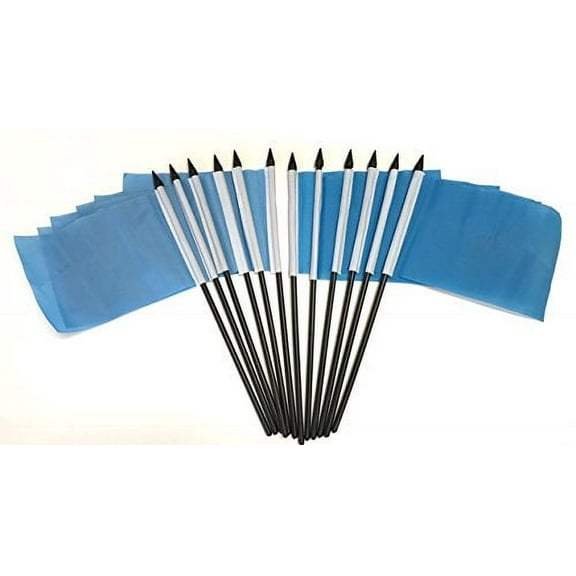 PACK of 12 4"x6" Solid Light Blue Miniature Desk & Table Flags, 1 Dozen 4"x 6" Light Blue Small Mini Stick Flags