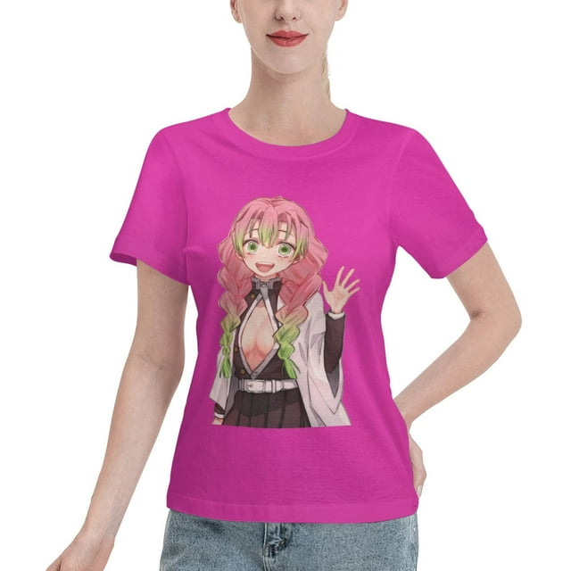 T-Shirt Basique à Manches Courtes pour Femmes Demon Slayer Blade Temple Ganlu Mili