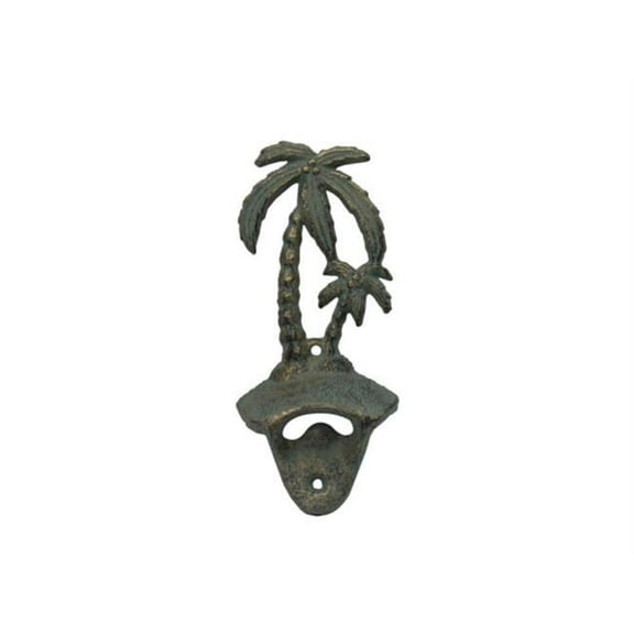 6 in. Cast Iron Wall Mounted Palmtree Bottle Opener - Antique Seaworn Bronze