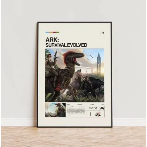Ark Survival Evolved Poster, Video Game Poster, Minimalist Game Print, Gaming NO FRAMED POSTER, Home Decor, Vintage Art Print, Haging Poster, Cute Birthday Gift, Wall Art