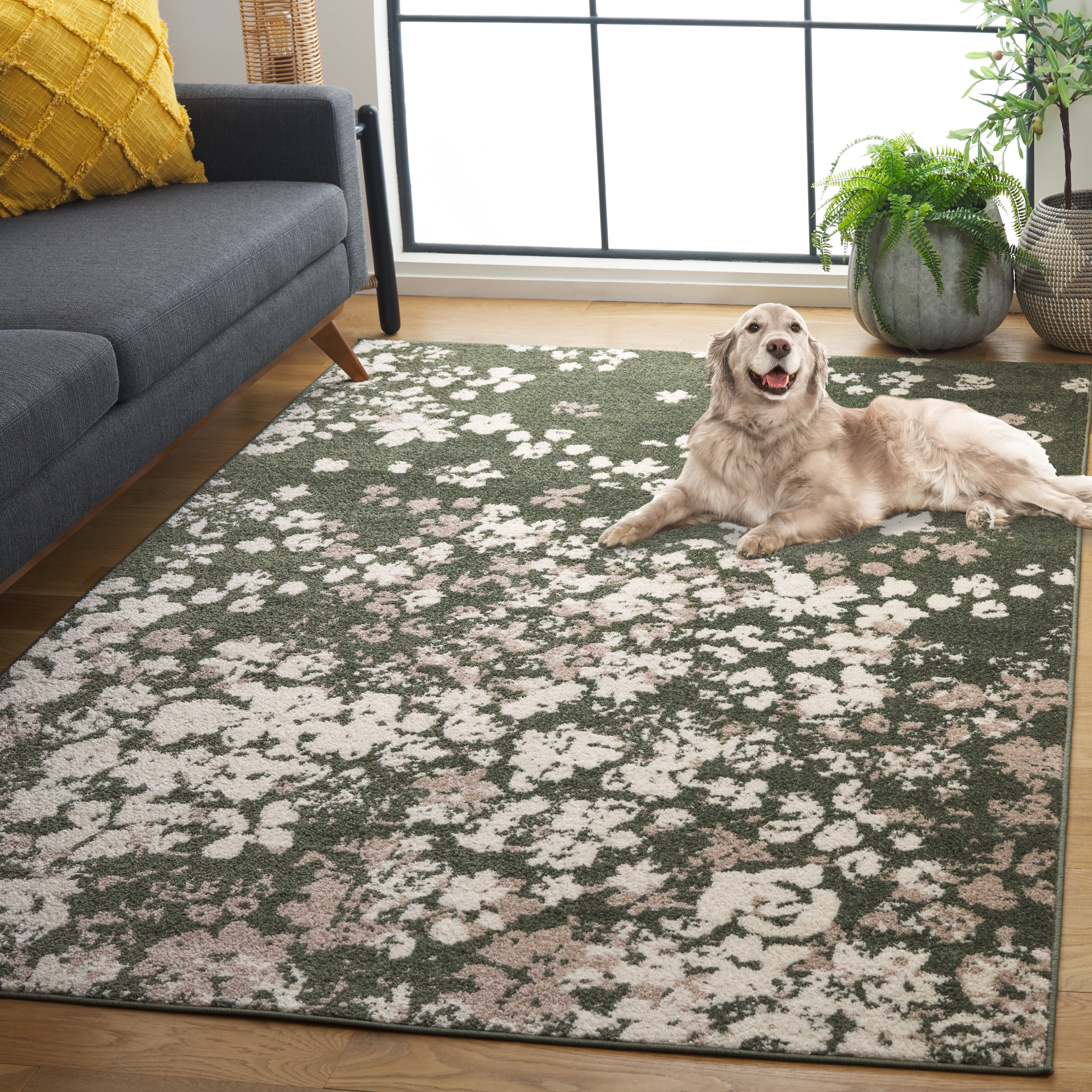 SAFAVIEH Adirondack Jermaine Abstract Area Rug, Dark Green/Ivory, 6' x 9'