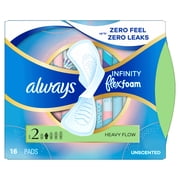 Always Infinity FlexFoam Pads, Size 2, Heavy, Wings, Unscented, 16 Count