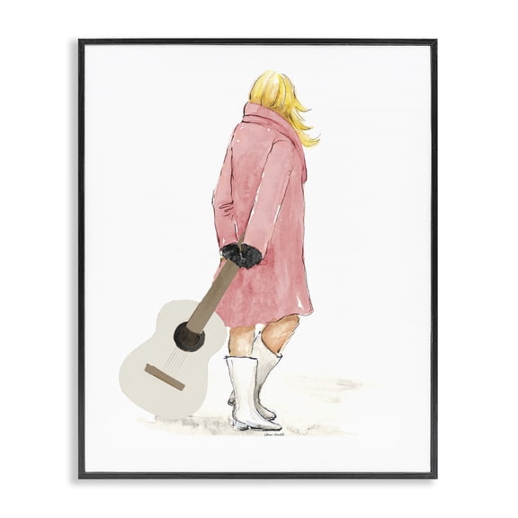Stupell Industries Glam Fashionable Woman with Guitar Black Framed Giclee Art, 11 x 14, by Lanie Loreth