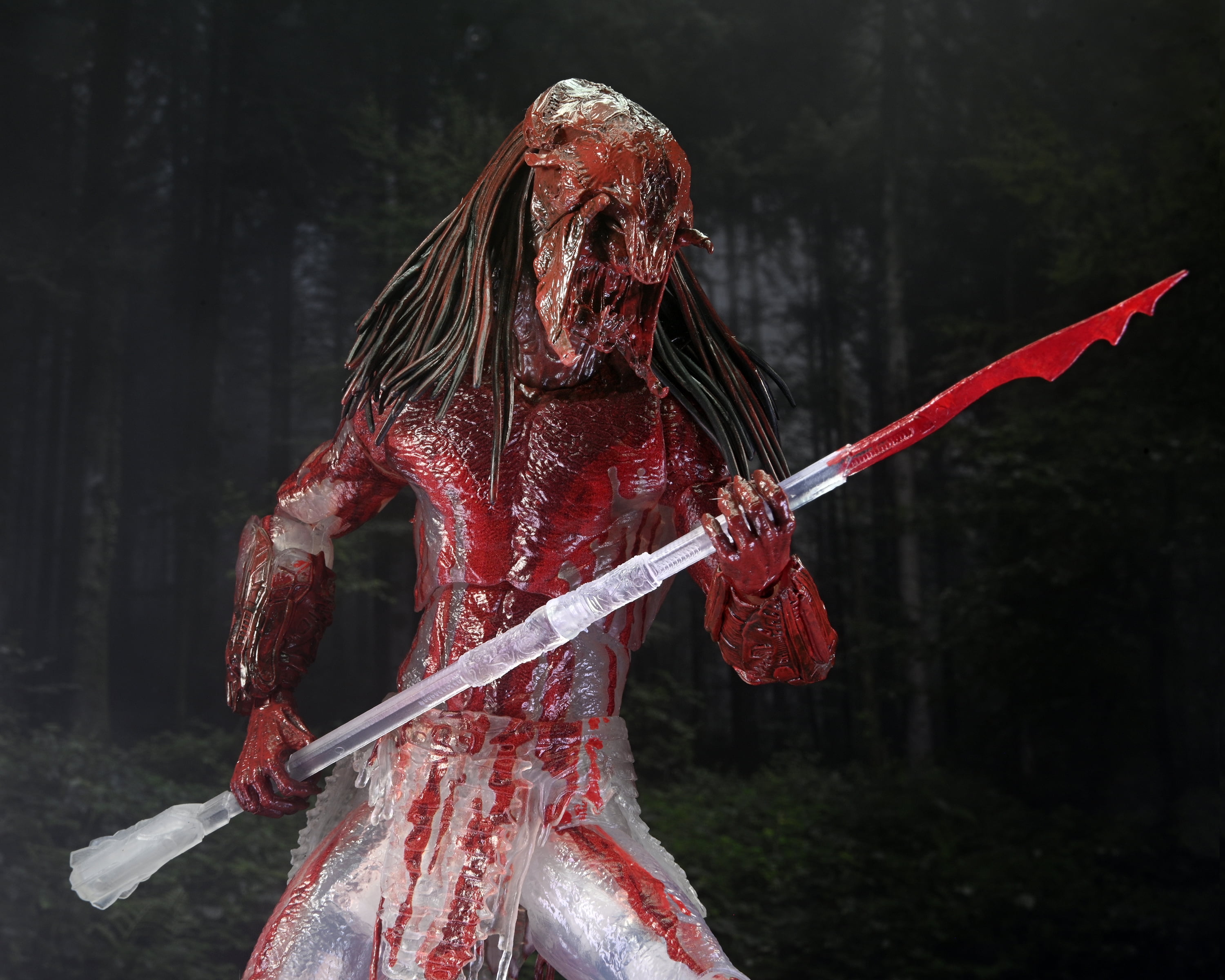 NECA Prey: Feral "Bear Blood" Predator Ultimate Action Figure with Magnetic Backpack and Interchangeable Parts (7")