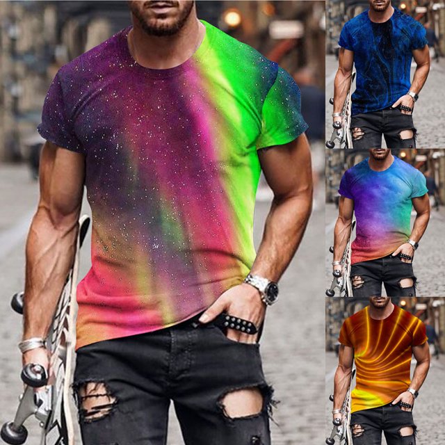 UVEASISHA T-Shirts Graphiques Mode pour Hommes, T-Shirts Imprimés 3D Grande Taille pour Hommes Manches Courtes Col Rond Tee-Shirt d'Entraînement Décontracté Musculation Athlétique T-Shirt Offres Quotidiennes Liquidation