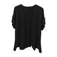 thumbnail image 4 of Clearance! Delayuji Short Sleeve Shirts for Women Womens Ruffle Short Sleeve Shirts Crewneck Cute Summer Tops L Black, 4 of 4