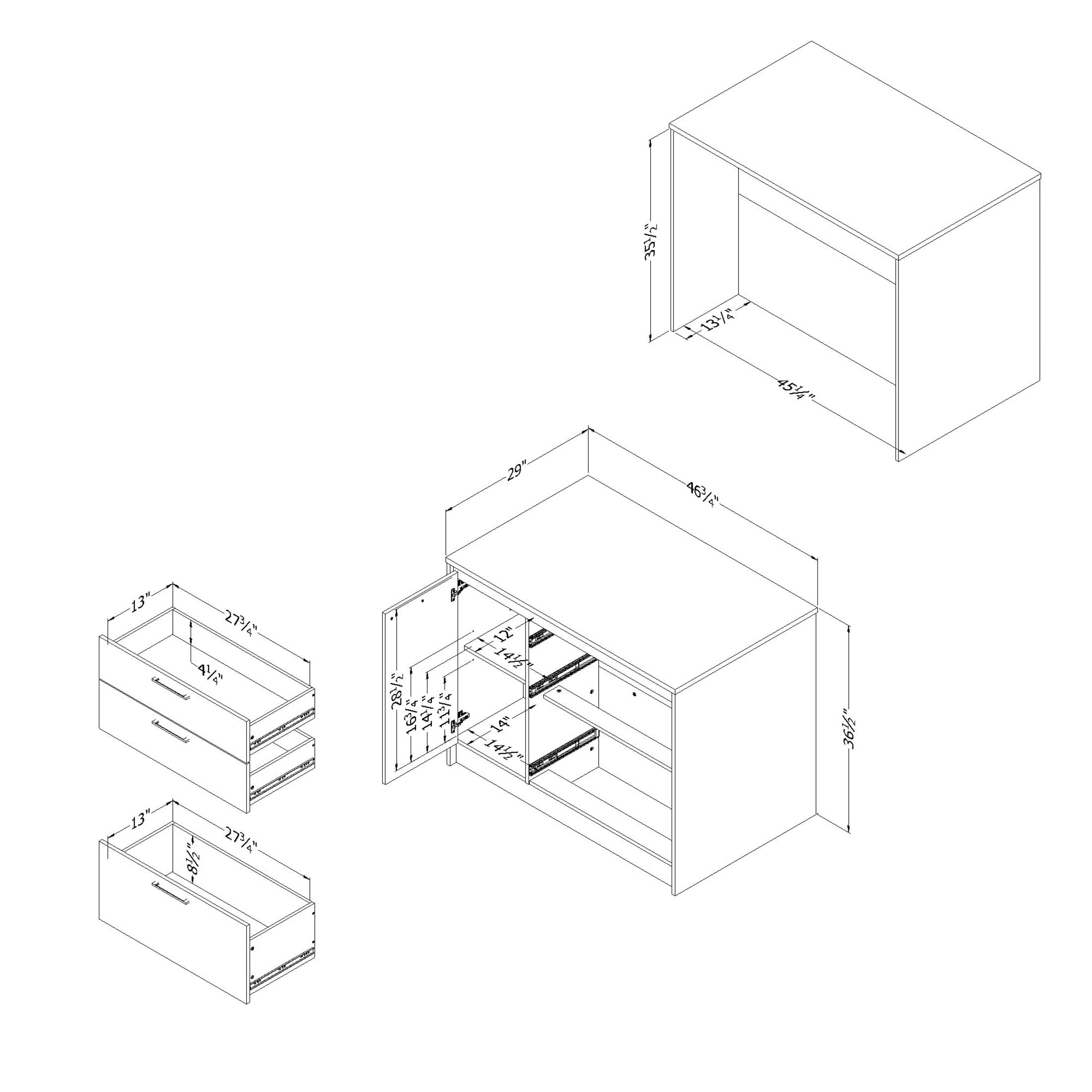 South Shore Myro, Contemporary Kitchen Island,  White
