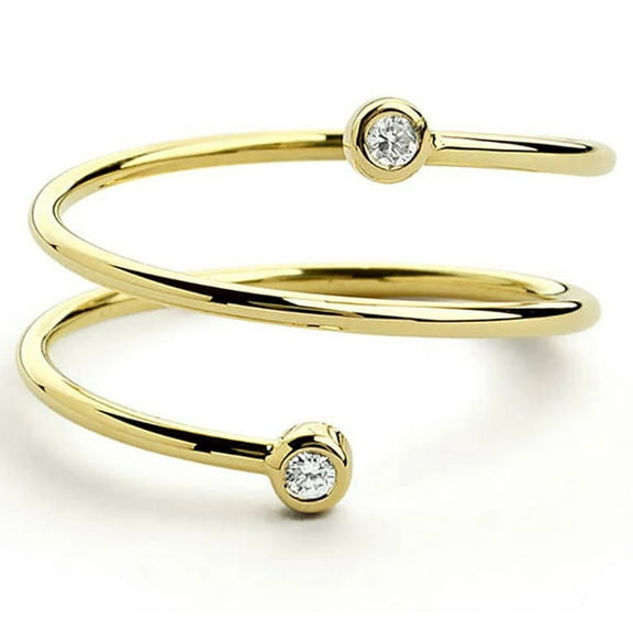 JeenMata .10 Carat Round Brilliant Real Diamond Spiral Stackable Ring in 10k Yellow Gold