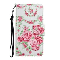Case for Samsung Galaxy S22 5G, PU Leather Stand Wallet Case with Wrist Strap and Cards Slots Pocket Shockproof Protective Cover for Samsung Galaxy S22 5G 6.1 inch,Flowers