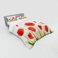 thumbnail image 3 of Floral Duvet Cover Set, Romantic Tulip Bloom Flower Meadow Fresh Feminine Buds Watercolor Effect, Bedding Set with Shams and Fitted Sheet, 3 Sizes, by Ambesonne, 3 of 3