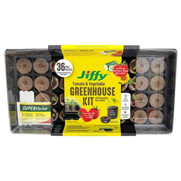 Jiffy 36 Cell Greenhouse Seed Starter Kit with 50mm Peat Pellets
