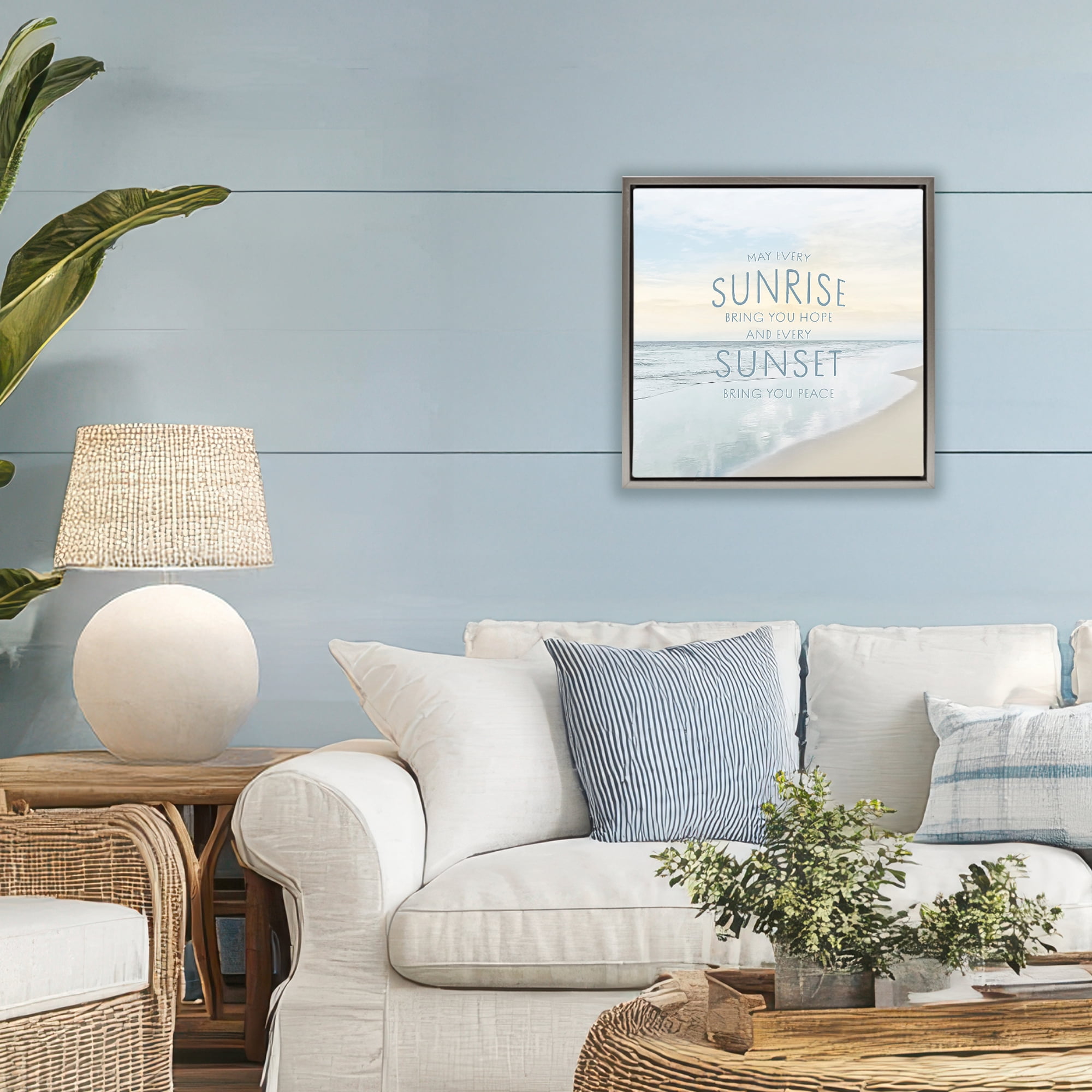 Stupell Industries Sunrise & Sunset Statement Gray Framed Floater Canvas Wall Art, design by Natalie Carpentieri