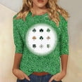 thumbnail image 2 of Hauts pour Femmes Mode Printemps/été Décontracté Col en V Manches Longues Robe Ample Décontractée Blouses pour Femmes Vert P, 2 of 4