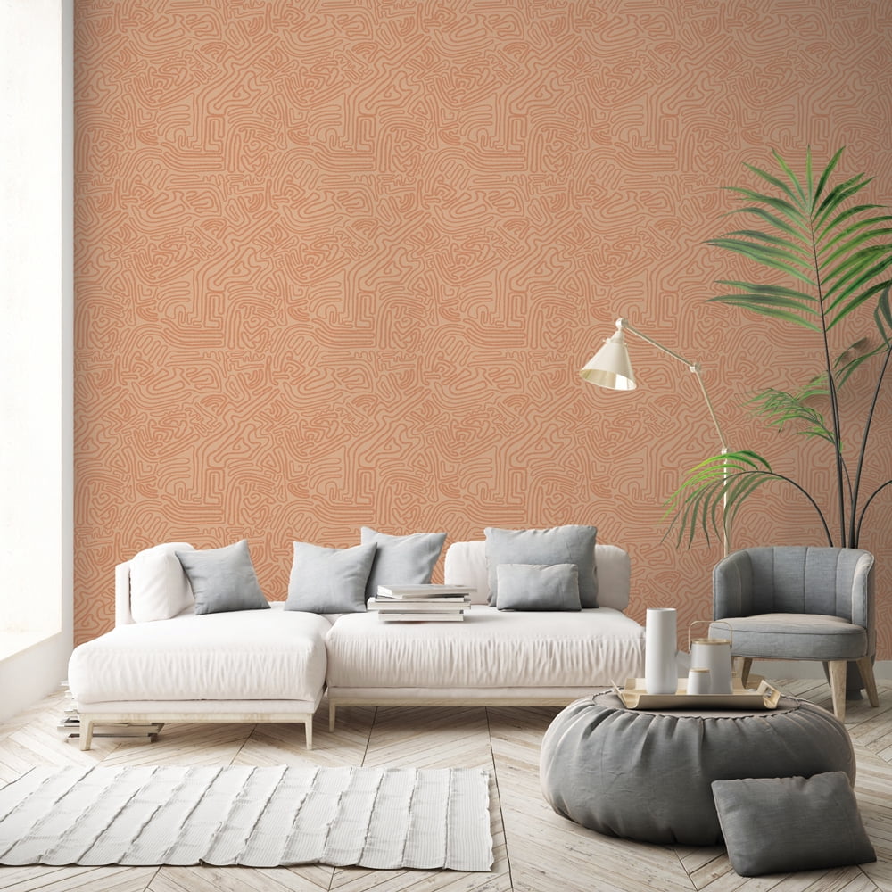 Tempaper Sketch Rouge Peel and Stick Wallpaper, 20.5" x 16.5'