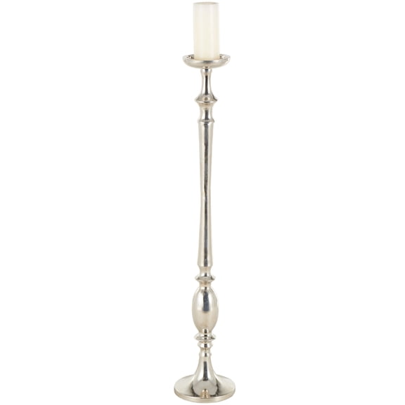 DecMode Silver Aluminum Metal Floor Candle Holder