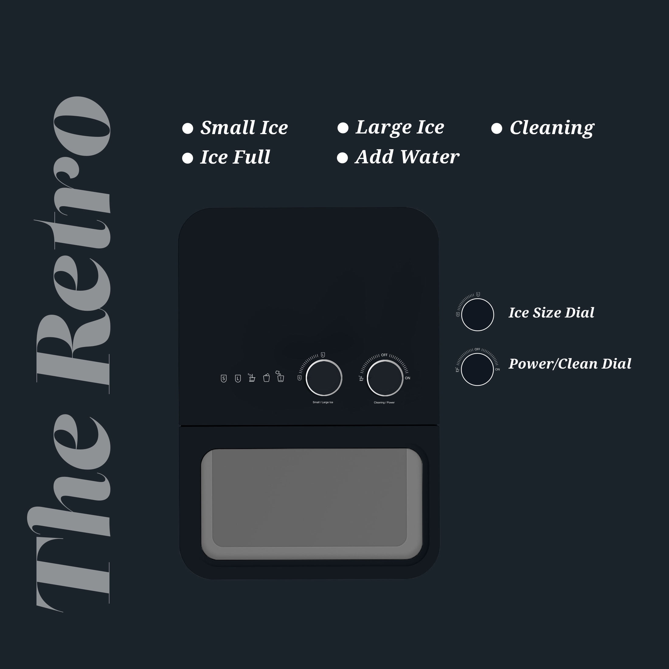 Orgo Retro Countertop Ice Maker 26 lbs “Capacity” Bullet Ice Maker, Black