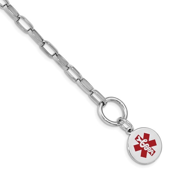 Auriga Fine Jewelry 925 Sterling Silver Enamel Disc Id Bracelet 7.75inch for Women (L- 7.75inch, W- 16mm)