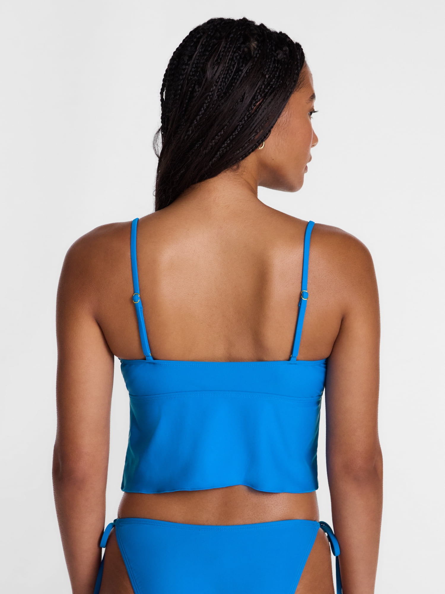 No Boundaries Smocked Flyaway Tankini Swim Top, Women's XXS-XXL