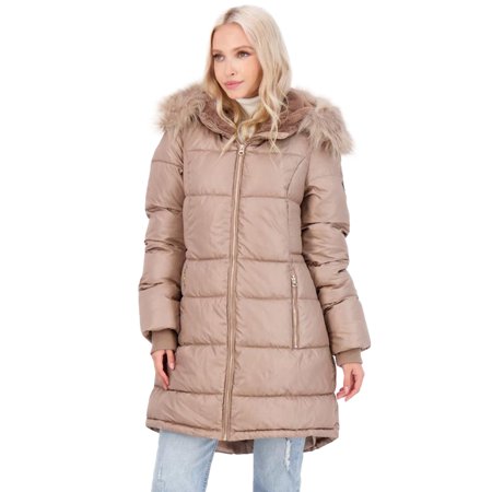 Jessica Simpson Faux Fur Hood Polyester, Puffer Coat (Women's)