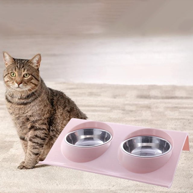 Tazones de alimentos para perros y gatos Perfecl Acero inoxidable inclinados S 29x18.5x6.2cm L 37.5x25x7.5cm
