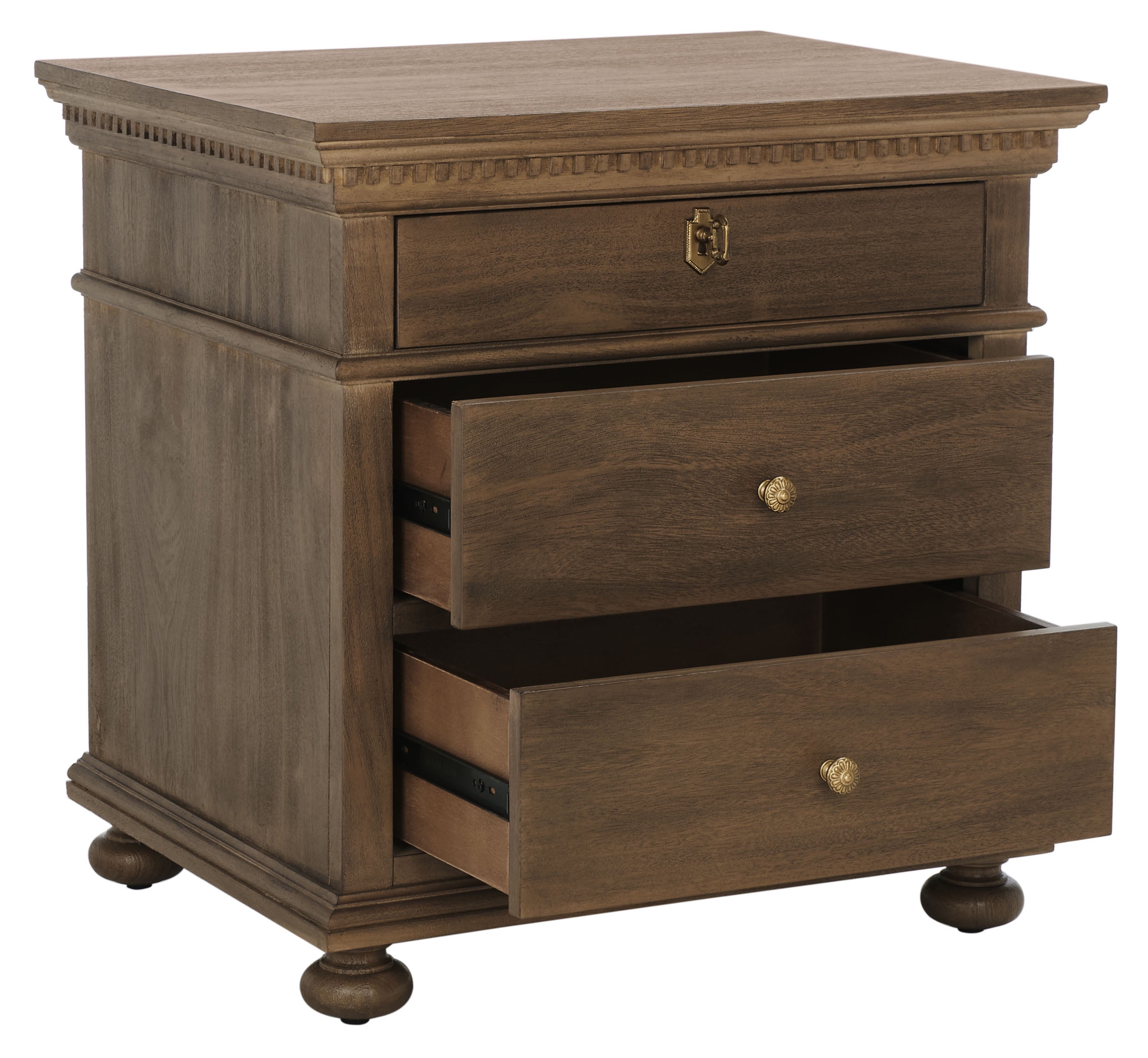 SAFAVIEH Couture Allisyn Glam Nightstand with 3 Drawers, Brown