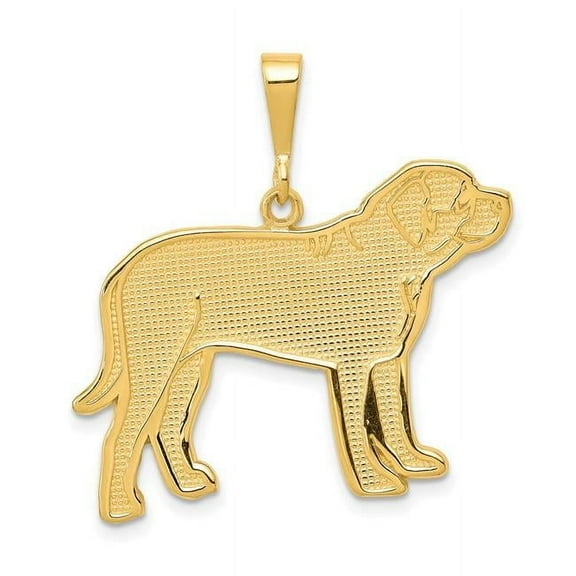 14k Yellow Gold Solid Polished Mastiff Pendant Necklace 32x28mm Wide Pendant for Women - 3.0 Grams