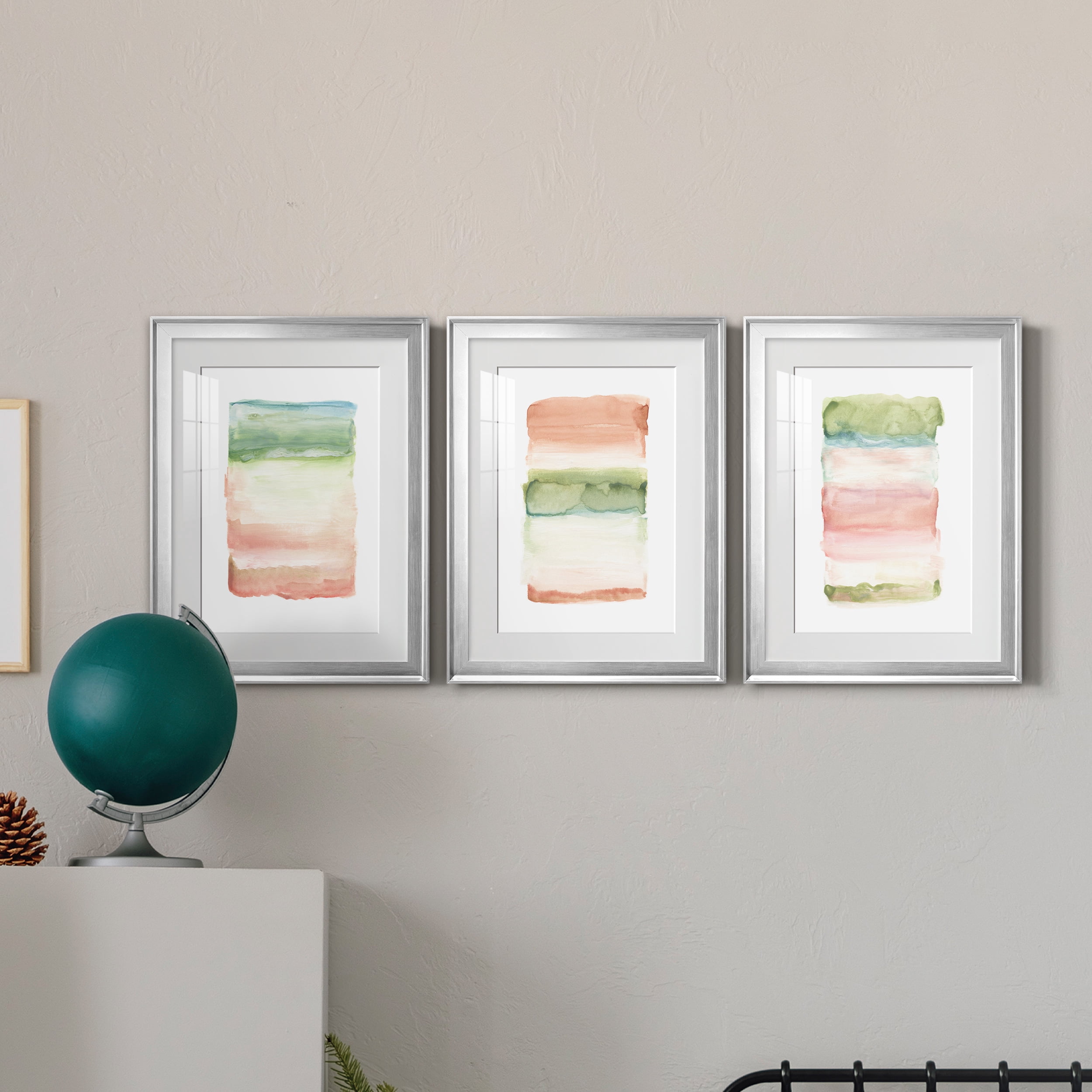 Skye I Premium Framed Prints Set of 3 - Ready to Hang - 22 x 30 Each - Silver Frame
