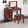 thumbnail image 2 of Traditional Vanity Set in Cherry Color for Bedroom | Place Candle Stand and Store Makeup | Tufted Stool and Rubber Wood | Solves Storage and Decor Challenges, 2 of 6