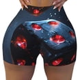 thumbnail image 2 of Balery Cosmic Red Sparkle Dice Pantalones cortos de entrenamiento estampados para mujer, sin costuras, ajustados, para gimnasio, yoga, correr, deportes, ejercicio activo, fitness.-Large, 2 of 8