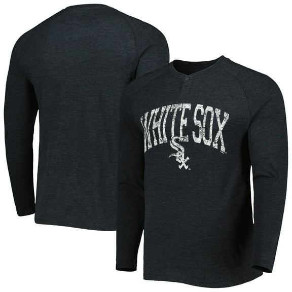 Men's Concepts Sport Heather Black Chicago White Sox Inertia Raglan Long Sleeve Henley Top