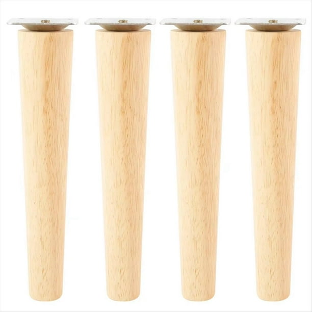 4 Piezas de Patas de Muebles de Madera Maciza, Patas de Mesa Rectas, Patas de Silla Antideslizantes, Accesorios de Repuesto de 20 cm