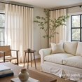 thumbnail image 3 of Cortinas Jinchan, mezcla de lino, color beige, 240 x 245 cm, 2 paneles, 3 of 7