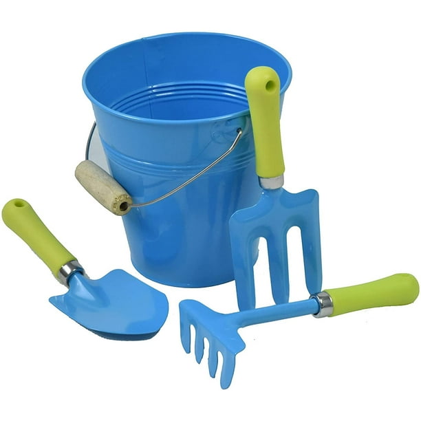 G & F 10051 JustForKids Kids Water Pail with Garden Tools Set， Blue ...