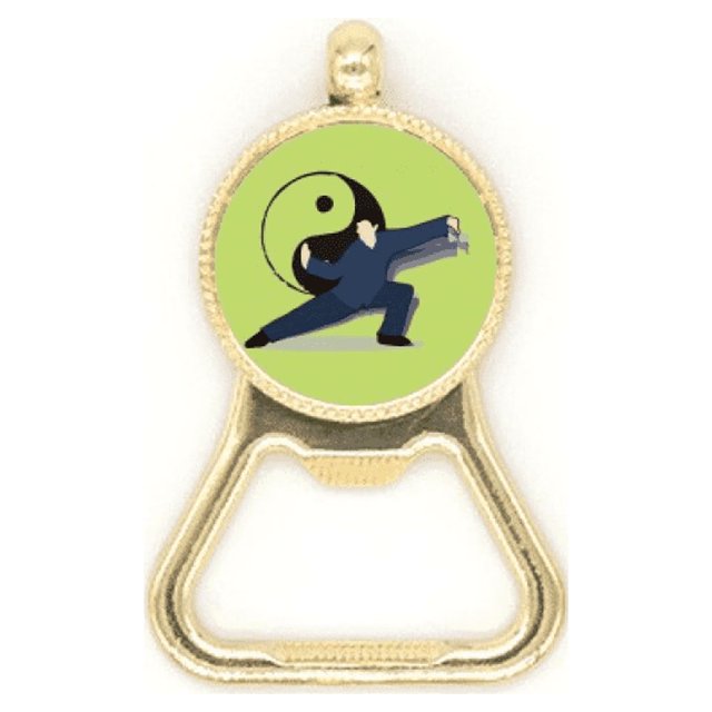 Chinese Kung Fu Tai Boxing Gossip Beer Bottle Cap Opener Stainless Steel Key Chain