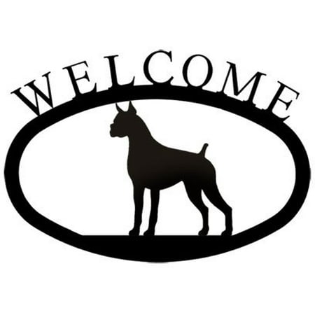 Village Wrought Iron WEL-244-S Welcome Sign-Plaque - Boxer - Dog