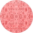 thumbnail image 1 of Ahgly Company Machine Washable Indoor Round Abstract Red Modern Area Rugs, 4' Round, 1 of 4