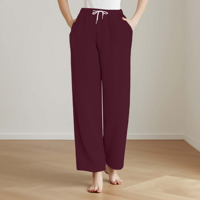Pisexur Pantalon de Pyjama pour Femmes Doux Confortable Bas de Détente et de Nuit pour Femmes Vin,G