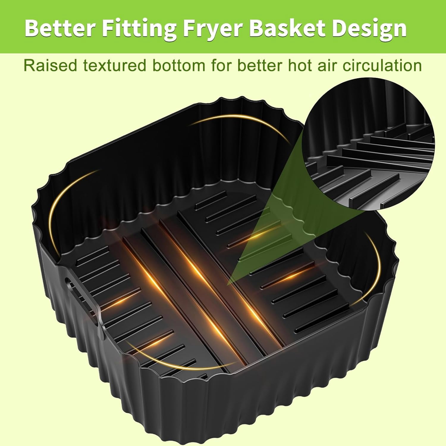 Air Fryer Silicone Liners Square for Chefman 8QT Air Fryer, 3 Pack Reusable Silicone Pot Baking Accessories for Instant, Nuwave, and other 8QT to 10QT Large AirFryer, 2 In 1 Liners